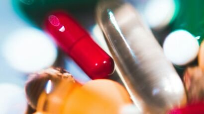 a close up of a bunch of pills